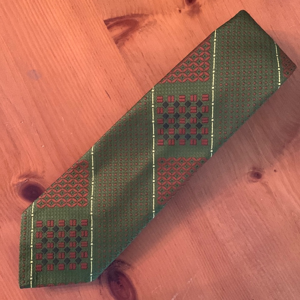 VTG Andhurst 60s 70s Tie Wide Polyester Mid Century Green Embossed 55"x4" Retro